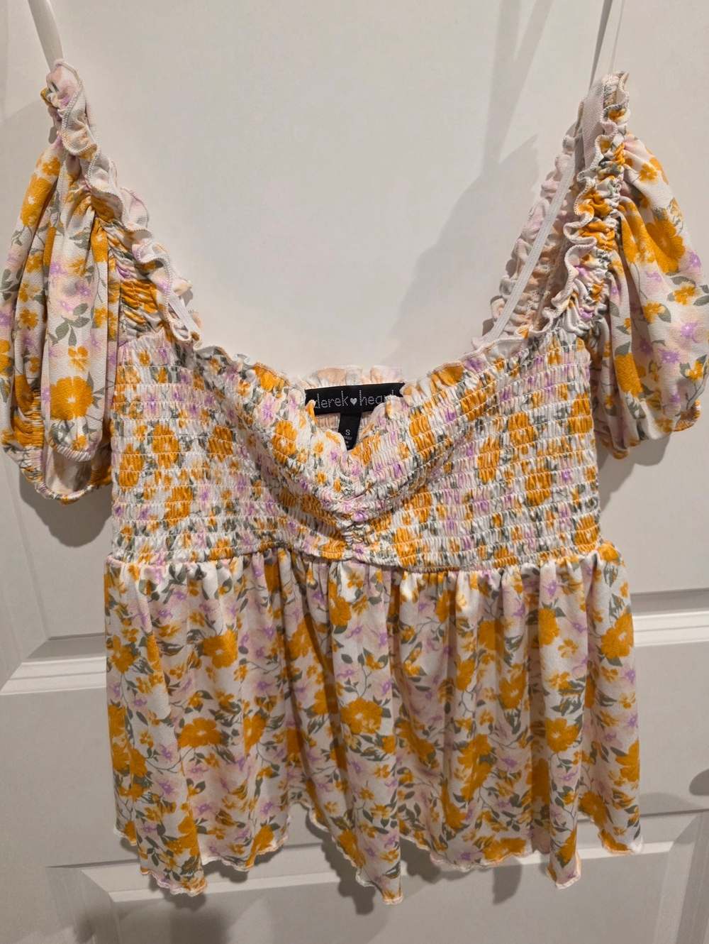 Yellow Floral Peplum Top (Small)